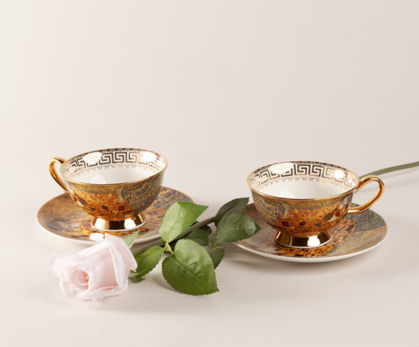 Bone China Teacups "The Kiss" Pair